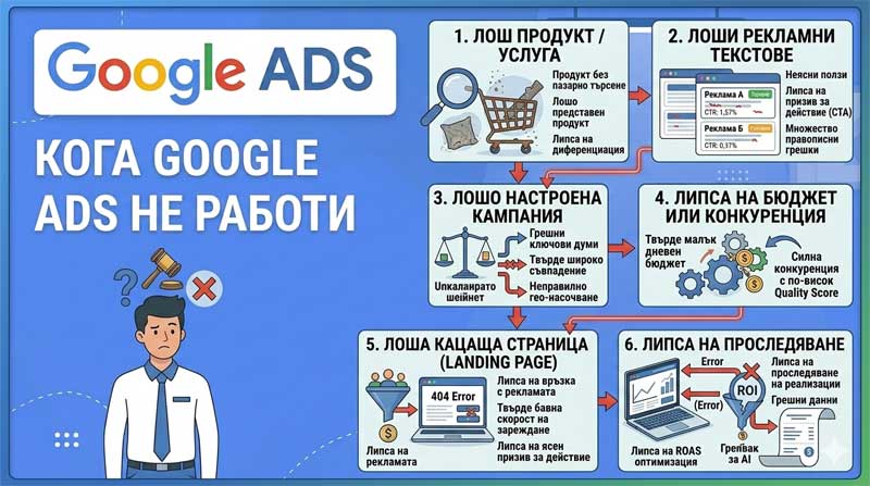 Кога Google Ads НЕ работи – подробно ръководство с реални примери