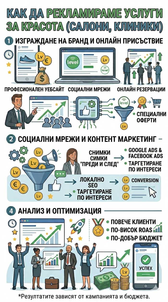Как да рекламираме услуги в сферата на красотата (салони, клиники) – подробно ръководство с примери