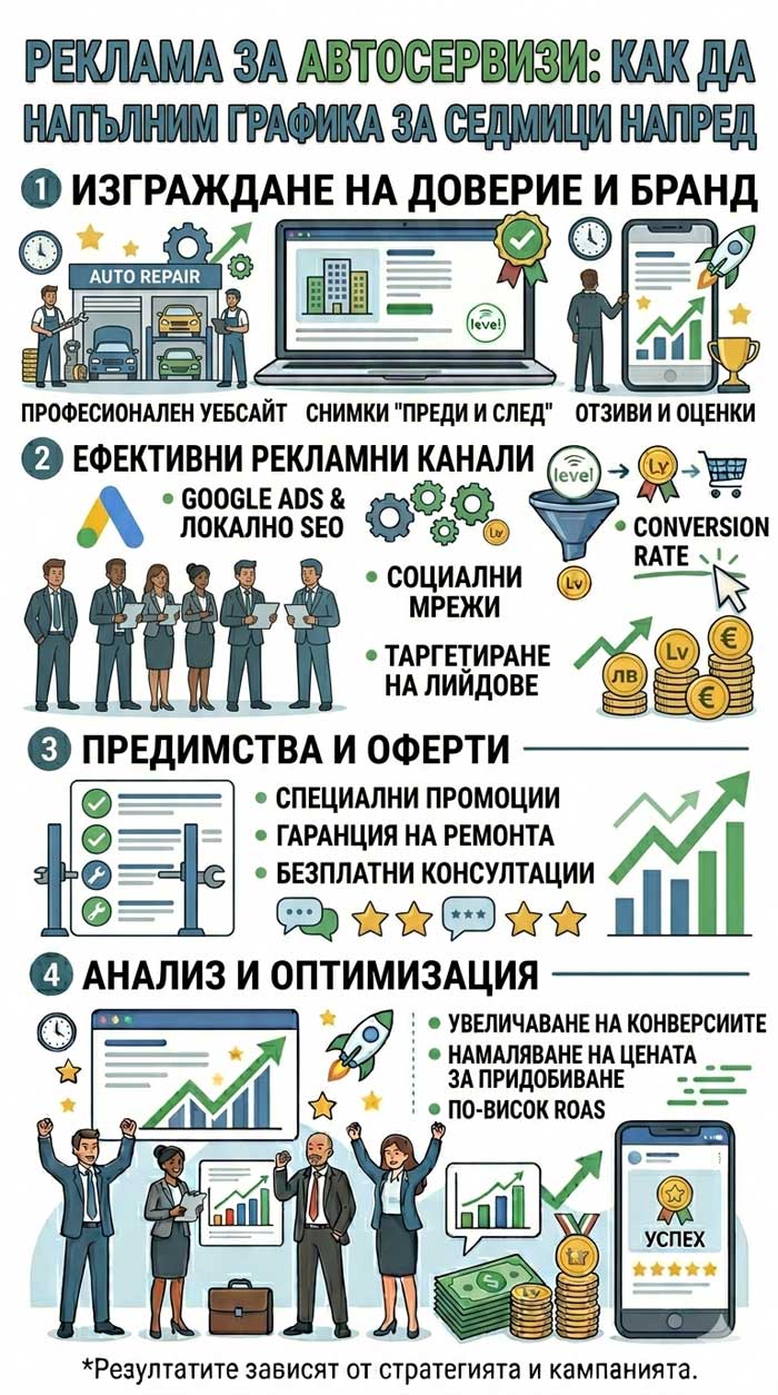 Реклама за автосервизи: Как да напълним графика за седмици напред